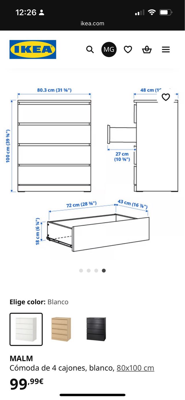Cómoda Ikea MALM Blanca
