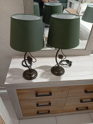 Juego 2 lámparas forja verde olivo