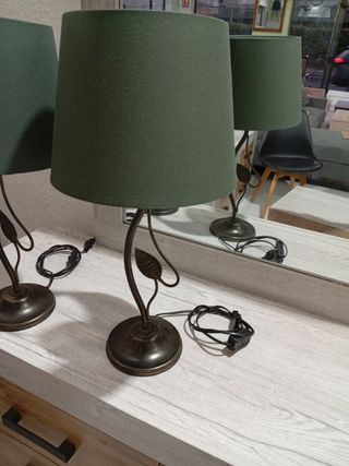 Juego 2 lámparas forja verde olivo