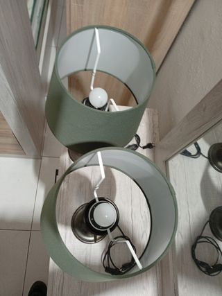 Juego 2 lámparas forja verde olivo