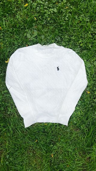 Jersey Polo Ralph Lauren Blanco Trenzado vintage