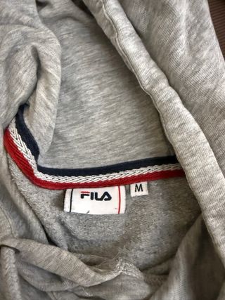Felpa Fila Grigia con Logo Rosso e Blu