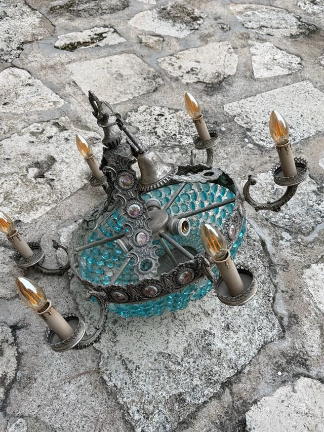 Lámpara de techo vintage cristal y metal