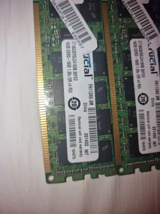 64GB en 4x 16GB DDR3 ECC REG Crucial RAM servidor