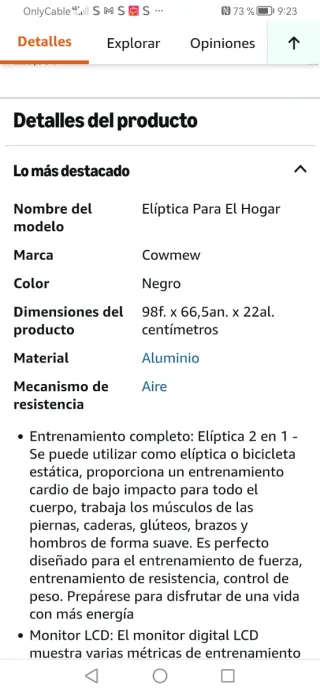 Bicicleta Elíptica y Estática Negra