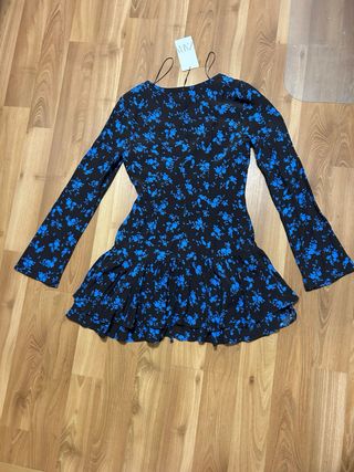 Vestido Zara flores azules Talla XS