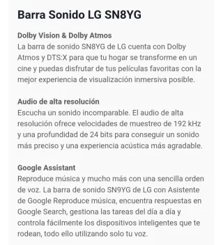 Barra de Sonido LG SN8YG