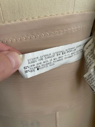 Abrigo Zara Lana Poliamida Beige/Gris