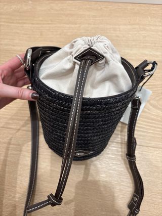 Bolso Ba&sh Gina Negro : Rafia y piel