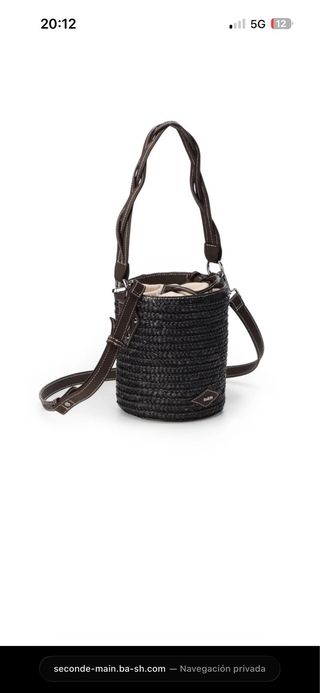 Bolso Ba&sh Gina Negro : Rafia y piel