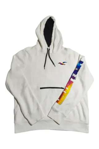 Hollister White Hoodie Rainbow
