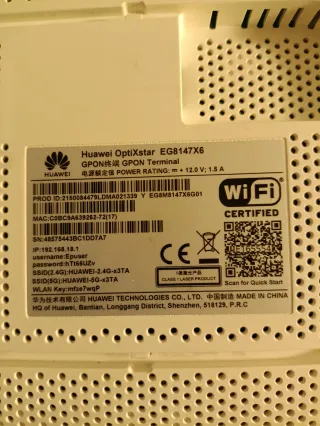 Router ONT GPON Huawei OptiXstar EG8147X6 WiFi 6