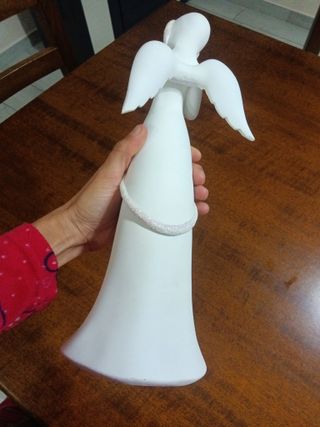 Statuetta Angelo Natale Porcellana Rosa Bianco