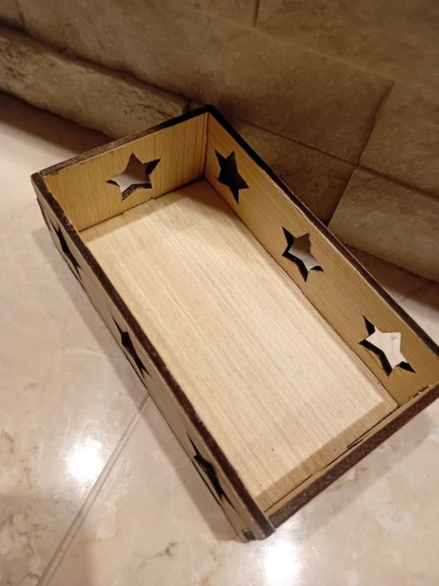 Contenitore Legno Stelle Natale