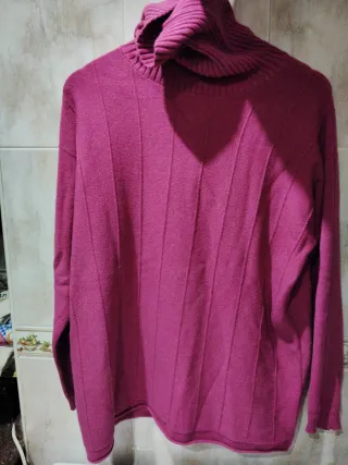 Jersey cuello alto mujer rosa