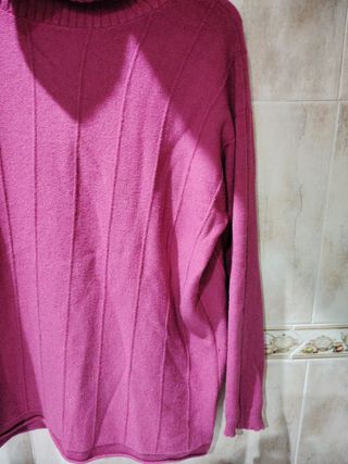 Jersey cuello alto mujer rosa