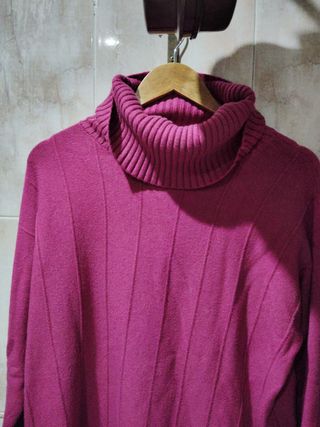Jersey cuello alto mujer rosa
