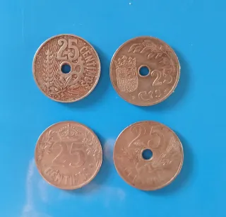 4 Monedas 25 Céntimos República 1935