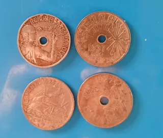 4 Monedas 25 Céntimos República 1935