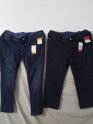 2 Pantalones premamá vaqueros azules
XL y l