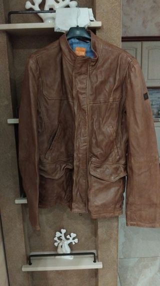 Giubbotto uomo pelle Hugo Boss marrone