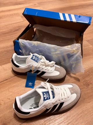Adidas Samba Mujer Gris Blanco