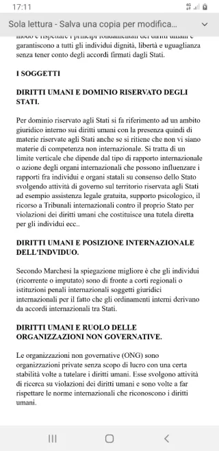 Materiale universitario di diritto internazionale