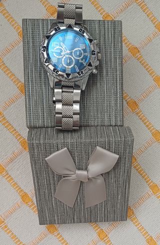 Reloj de Hombre Azul y Plateado
