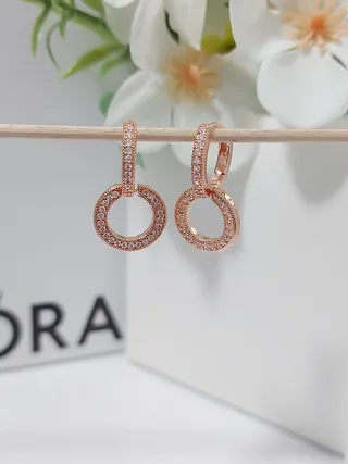 Pendientes Pandora Aro Circonitas Rosado