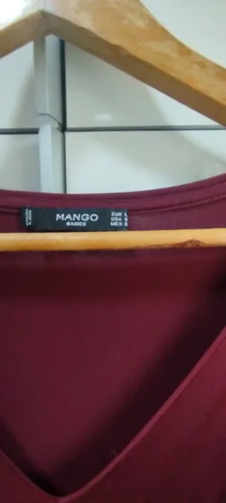 Vestido Mango Rojo Talla L. Granate 