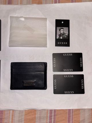 PORTA TESSERE IN VERA PELLE DA UOMO FIRMATO”GUESS”