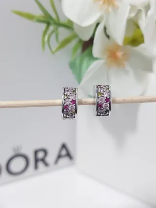 Charm Pandora Plata Circonitas Rosas y Verdes