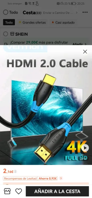 Cable HDMI Vention 1M HDMI 2.0