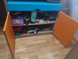 Cama nido, escritorio y escalera, gran almacenaje