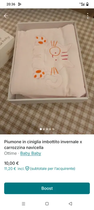 Piumone ciniglia imbottito x carrozzina