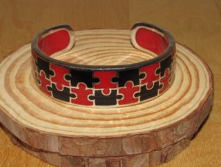 Pulsera brazalete plata 925 y esmalte puzzle puzle