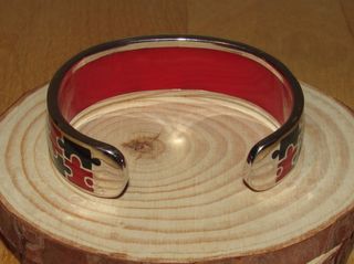 Pulsera brazalete plata 925 y esmalte puzzle puzle