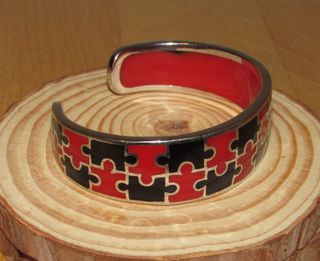 Pulsera brazalete plata 925 y esmalte puzzle puzle