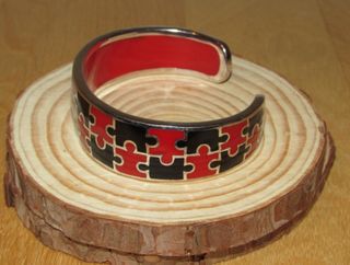 Pulsera brazalete plata 925 y esmalte puzzle puzle