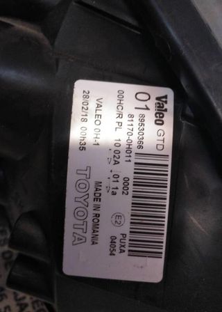Toyota 109740 811700h011 faro izq aygo (kgb/wnb)