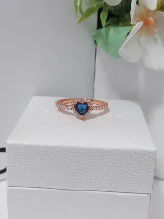 Anillo Pandora Corazón Azul Talla 54