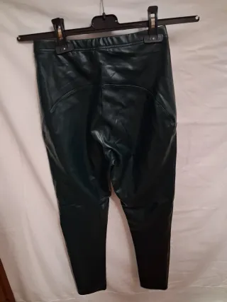 Leggings effetto pelle verde scuro
