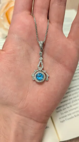 Collar Art Deco con aguamarina