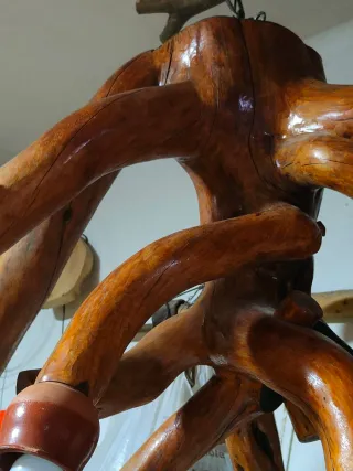 Lámpara artesanal madera (cepa de sabina )terracot