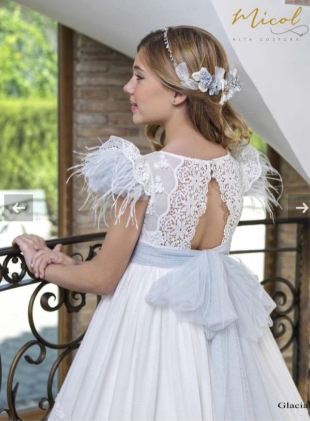 Traje de Comunión Micol Blanco y celeste