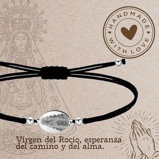 Pulsera Virgen del Rocío hilo negro, NUEVA