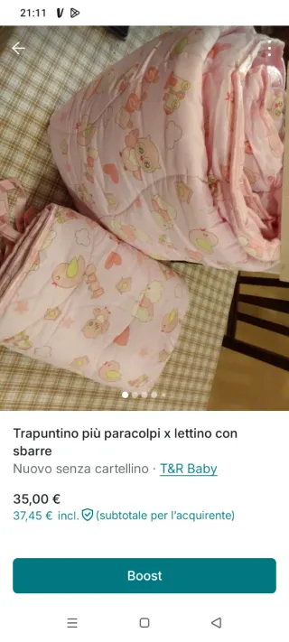 Trapuntino + paracolpi lettino T&R Baby