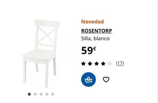 Sillas de madera blancas Ikea 6 unidades