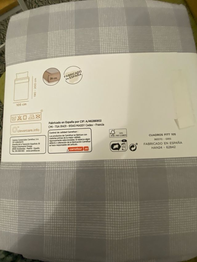 Juego Sábanas Cama 105 Gris/Blanco