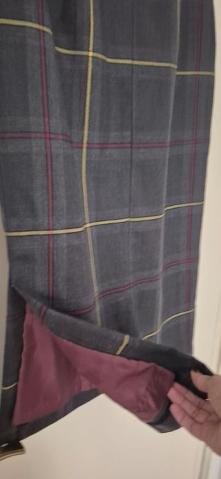 Falda midi Silbon cuadros gris y rosa
